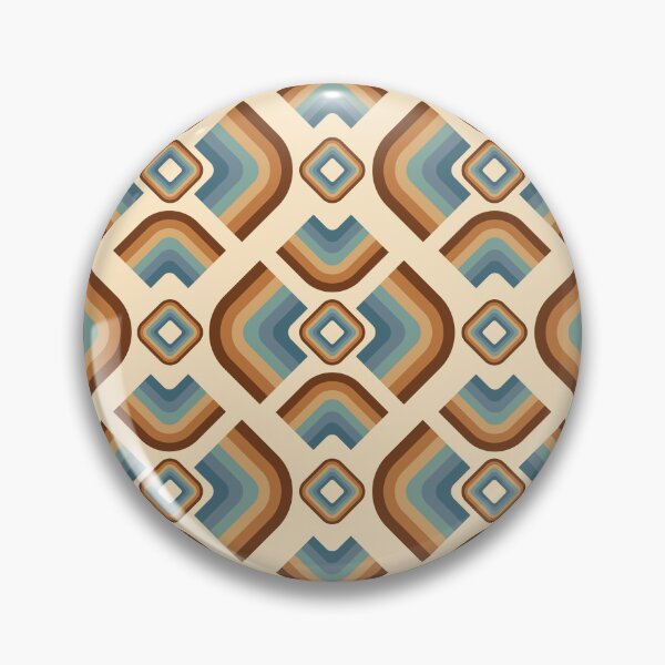 Item preview, Mid Century Modern Retro Geometric Pattern – 70s Diamond - Brown, teal blue an beige designed and sold by JMgraphic.