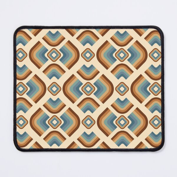 Item preview, Mid Century Modern Retro Geometric Pattern – 70s Diamond - Brown, teal blue an beige designed and sold by JMgraphic.
