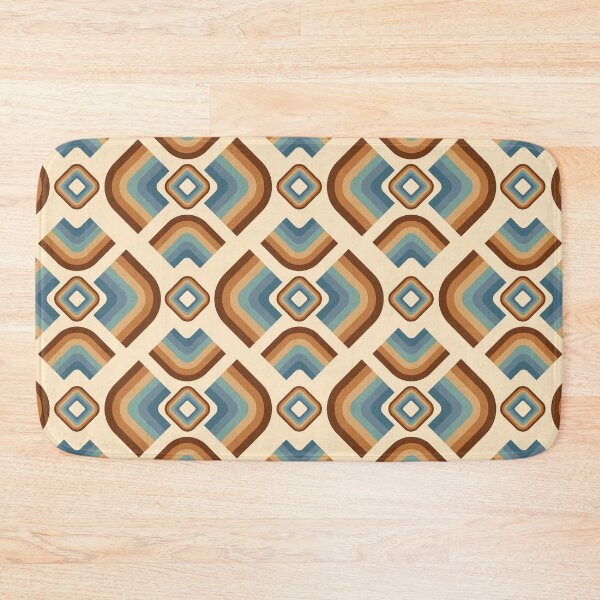 Item preview, Mid Century Modern Retro Geometric Pattern – 70s Diamond - Brown, teal blue an beige designed and sold by JMgraphic.