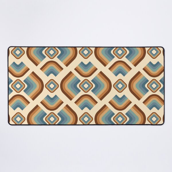 Item preview, Mid Century Modern Retro Geometric Pattern – 70s Diamond - Brown, teal blue an beige designed and sold by JMgraphic.