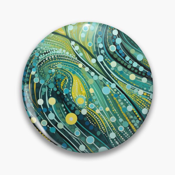 Item preview, Aboriginal Inspired Dot Art - With Teal Waves designed and sold by GrinGalore.