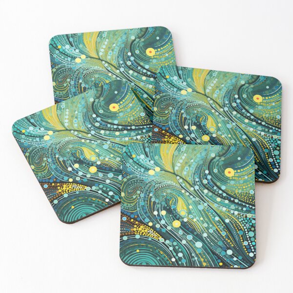 Item preview, Aboriginal Inspired Dot Art - With Teal Waves designed and sold by GrinGalore.
