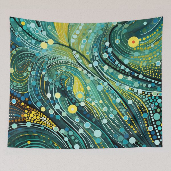 Item preview, Aboriginal Inspired Dot Art - With Teal Waves designed and sold by GrinGalore.