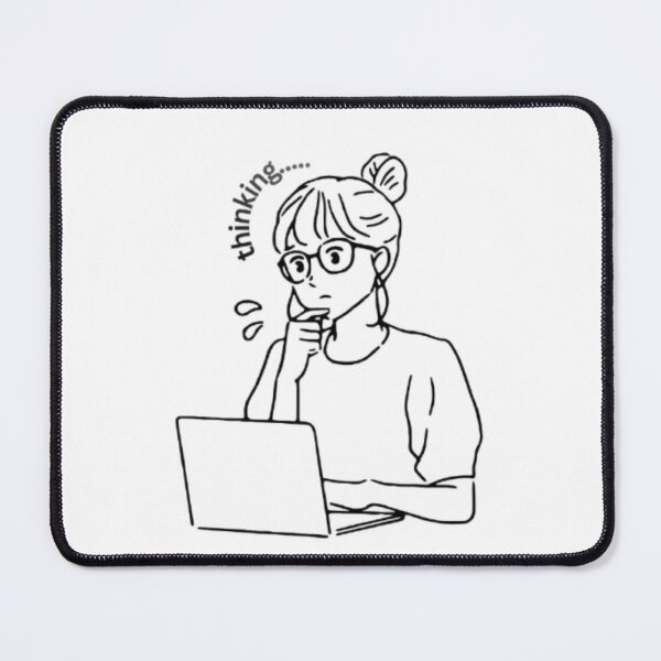 Item preview, Overthinking Girl Aesthetic Line Art | Introvert Thinker Laptop Illustration | Minimalist Mental Health Design designed and sold by SOLIORA  ATELIER.