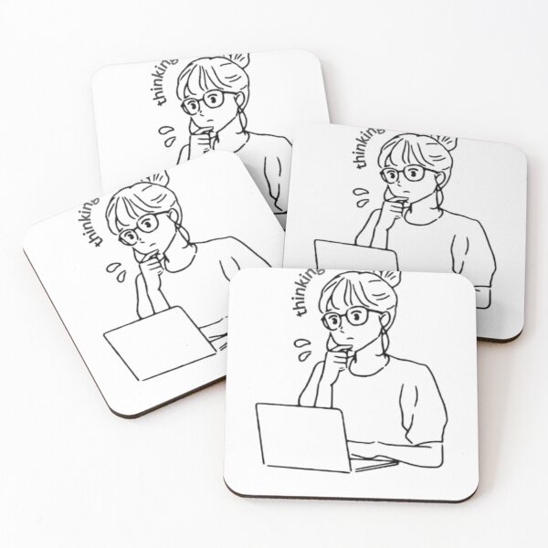 Item preview, Overthinking Girl Aesthetic Line Art | Introvert Thinker Laptop Illustration | Minimalist Mental Health Design designed and sold by SOLIORA  ATELIER.
