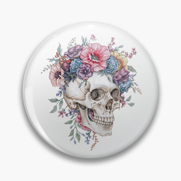 Item preview, Skull and flowers designed and sold by uunaa.