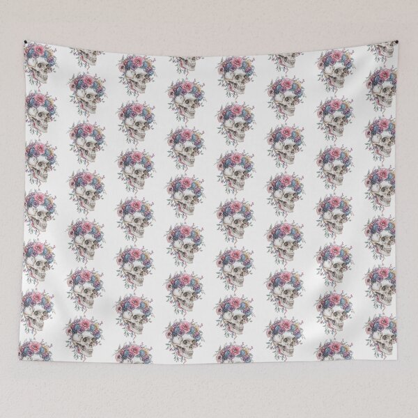 Item preview, Skull and flowers designed and sold by uunaa.