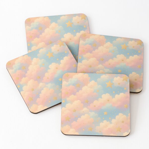 Item preview, Dreamy Pastel Clouds with Golden Stars designed and sold by Kritiveemporio.