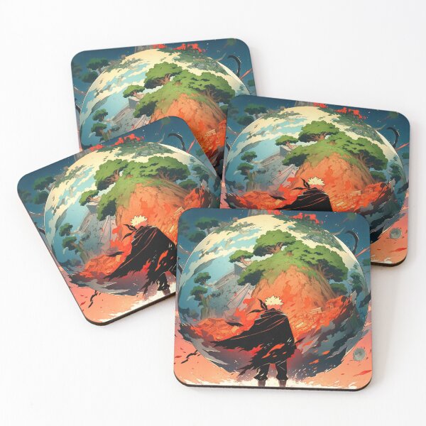 Item preview, “Anime Warrior and Earth – Cinematic Dark Aesthetic Space Art” designed and sold by PrintsGateWay.