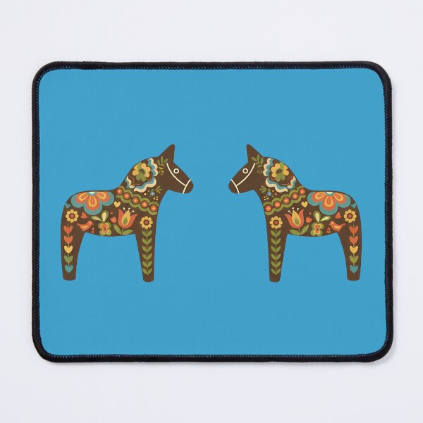 Item preview, Brown Dala Horse Pair – Scandinavian Folk Art Fusion by heidiannemorris © designed and sold by FOLK ART FUSION by heidiannemorris.