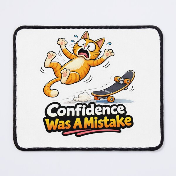 Item preview, Funny Cat Skateboard Fail – Confidence Was A Mistake Meme designed and sold by Gentlestate.