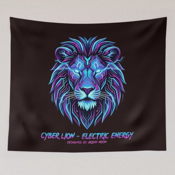 Item preview, Cyber Lion - Neon Electric Synthwave Art designed and sold by WalterAdd.