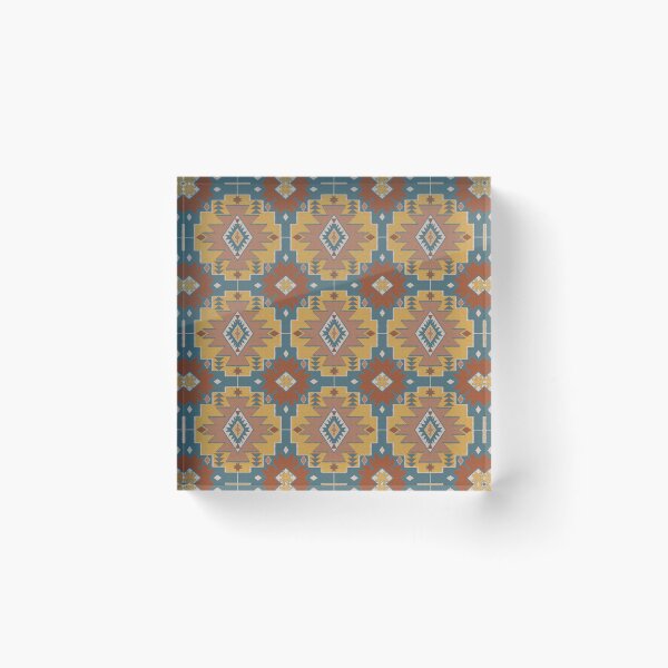 Item preview, Vibrant Southwestern Geometric Pattern Mustard Teal and Rust Earth Tone  designed and sold by NoemiMarozsan.