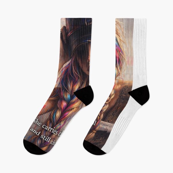 Item preview, She Carries Chaos Quote Art – Edgy Colorful Braids Woman | Empowerment Street Art Illustration designed and sold by SoulInspiredStudios.