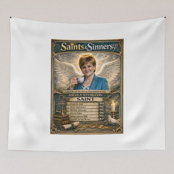 Item preview, Funny Nicola Sturgeon Saint Parody, SNP, Scottish Politics designed and sold by Shoot-The-Moon.
