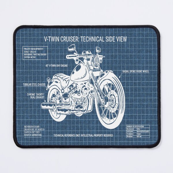 Item preview, Vintage V-Twin Motorcycle Technical Blueprint - Heritage Edition designed and sold by byRocco.