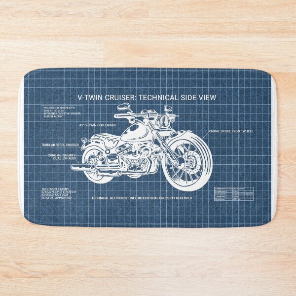 Item preview, Vintage V-Twin Motorcycle Technical Blueprint - Heritage Edition designed and sold by byRocco.