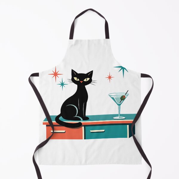 Item preview, Retro Mid-Century Modern Black Cat & Martini Art designed and sold by Art-Selling.