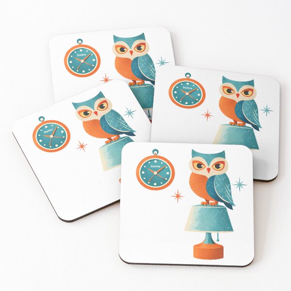 Item preview, Retro Mid-Century Modern Owl with Vintage Clock & Lamp designed and sold by Art-Selling.