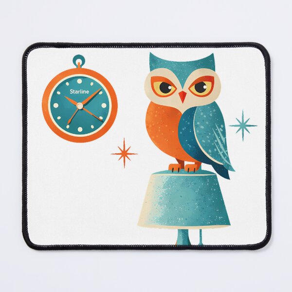 Item preview, Retro Mid-Century Modern Owl with Vintage Clock & Lamp designed and sold by Art-Selling.