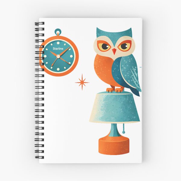 Item preview, Retro Mid-Century Modern Owl with Vintage Clock & Lamp designed and sold by Art-Selling.