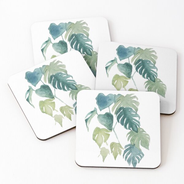 Item preview, Tropical watercolor botanical monstera and palm leaves designed and sold by Bloomery Decor.