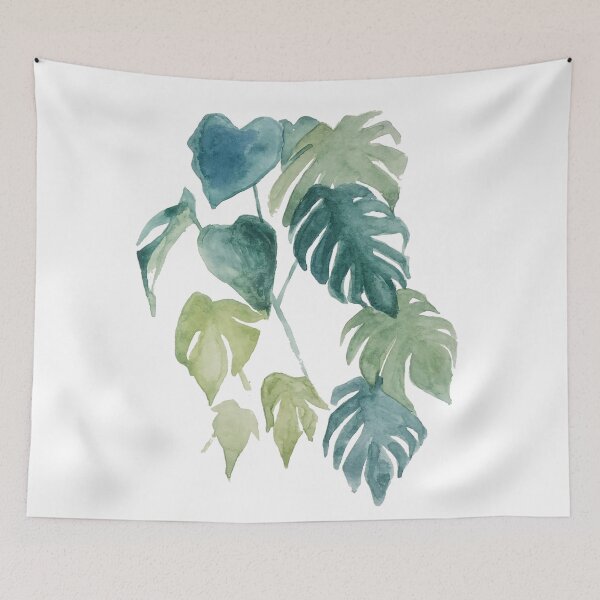 Item preview, Tropical watercolor botanical monstera and palm leaves designed and sold by Bloomery Decor.