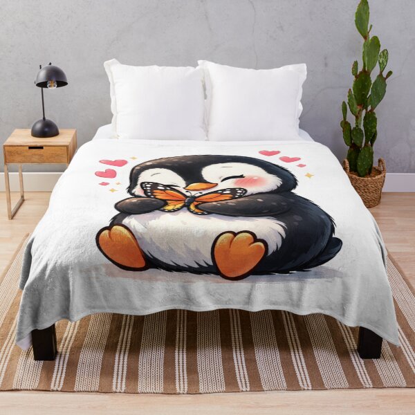 Item preview, Cute Penguin Hugging Butterfly – Kawaii Love Aesthetic Design designed and sold by Radha Krishna curated finds.