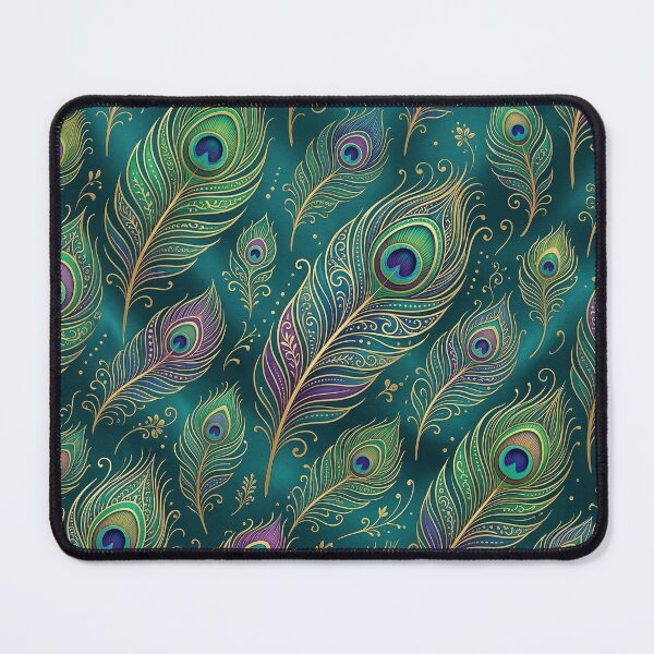 Item preview, Peacock Feather Pattern Seamless | Emerald & Gold Ornamental Design  designed and sold by OpenDreamArts.