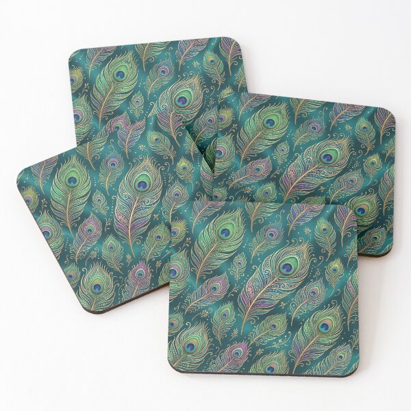 Item preview, Peacock Feather Pattern Seamless | Emerald & Gold Ornamental Design  designed and sold by OpenDreamArts.