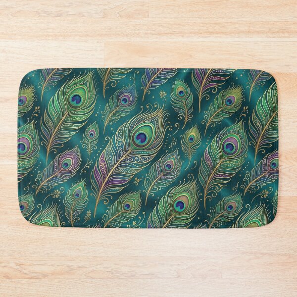 Item preview, Peacock Feather Pattern Seamless | Emerald & Gold Ornamental Design  designed and sold by OpenDreamArts.