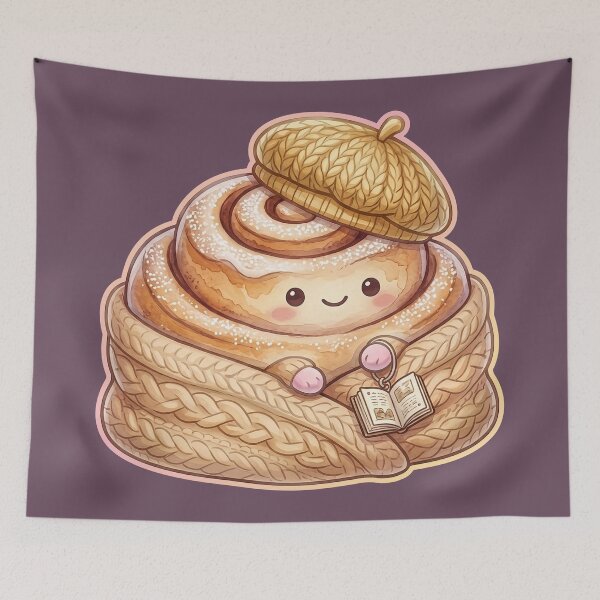 Item preview, Cozy Cinnamon Roll with Book – Sweet Kawaii Bakery Sticker designed and sold by MerchYouSearch.