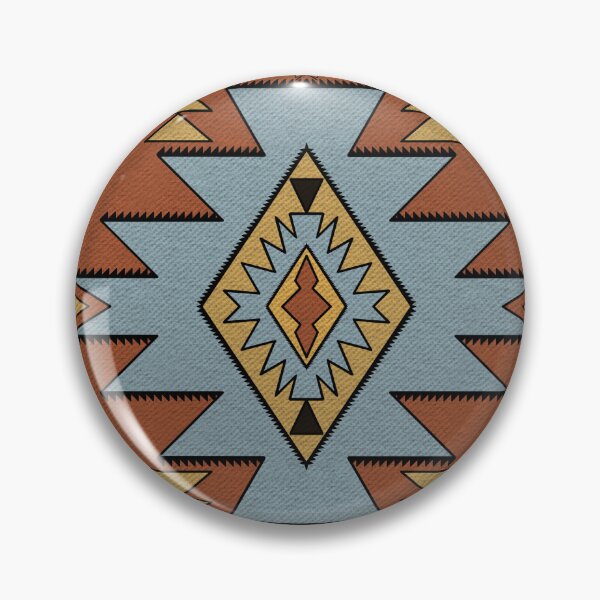 Item preview, Southwestern Diamond Sunburst Pattern in Rust Blue Mustard and Sky blue designed and sold by NoemiMarozsan.