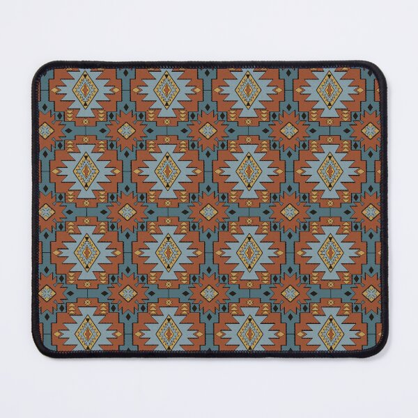 Item preview, Southwestern Diamond Sunburst Pattern in Rust Blue Mustard and Sky blue designed and sold by NoemiMarozsan.