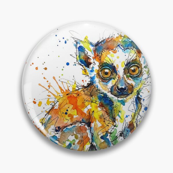 Item preview,  Colourful Baby Lemur Watercolour Ink Splatter Art designed and sold by Printpix.