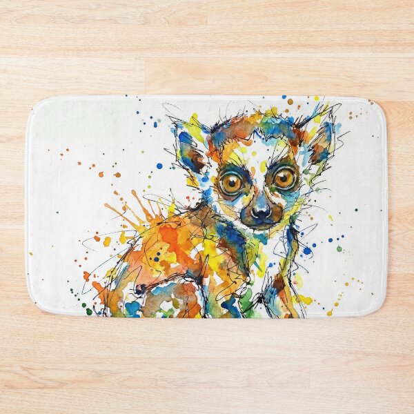 Item preview,  Colourful Baby Lemur Watercolour Ink Splatter Art designed and sold by Printpix.