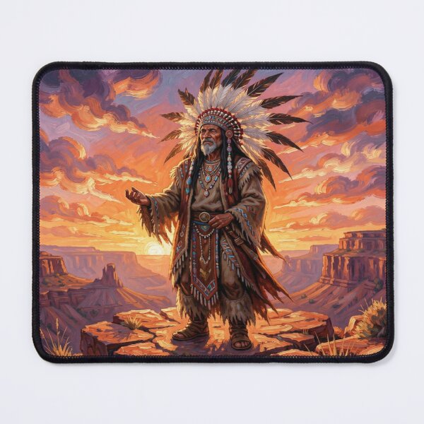 Item preview, Mystic Sunset Shaman Spirit on a Canyon Mesa – Native Energy and Timeless Art designed and sold by FotoworldEdel.
