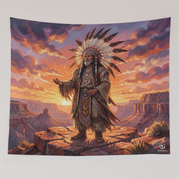 Item preview, Mystic Sunset Shaman Spirit on a Canyon Mesa – Native Energy and Timeless Art designed and sold by FotoworldEdel.