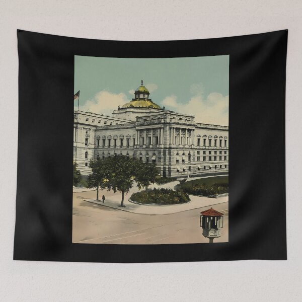 Item preview, Vintage Grand Library Historic Architecture designed and sold by oundzcxem96.