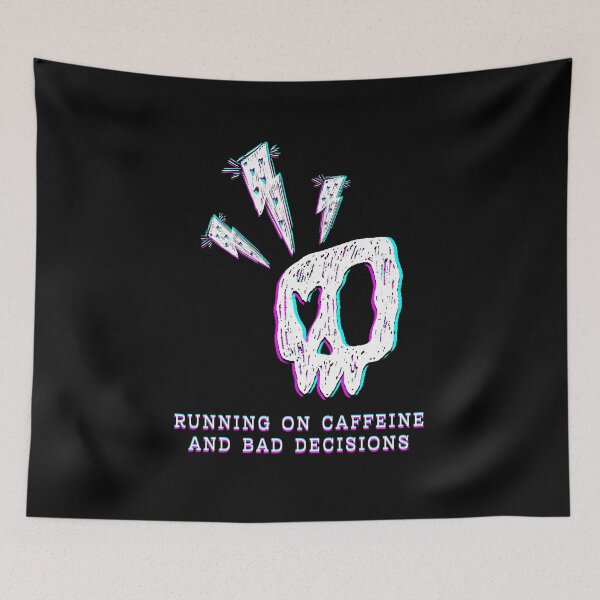 Item preview, Caffeine and Bad Decisions Emo Skeleton Graphic designed and sold by MadeTearfully.
