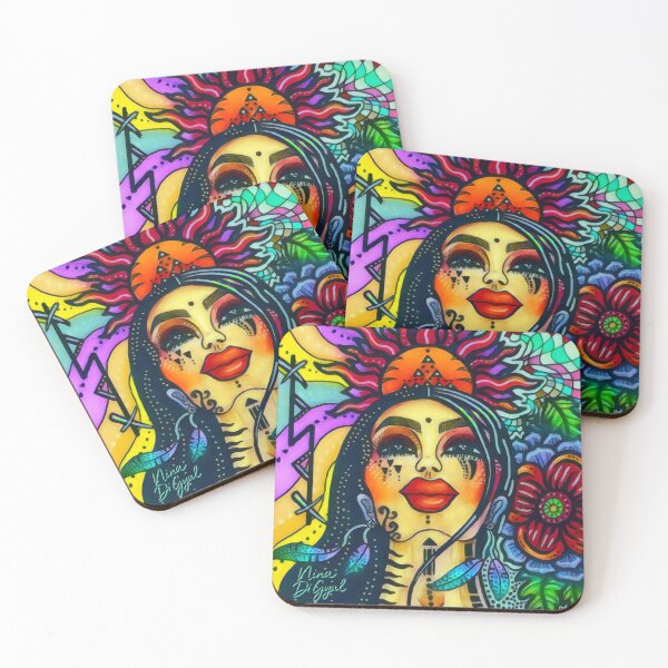 Item preview, Radiant tribal-adorned woman with sun and flower (Enlightenment) designed and sold by Nina Di Gyal.