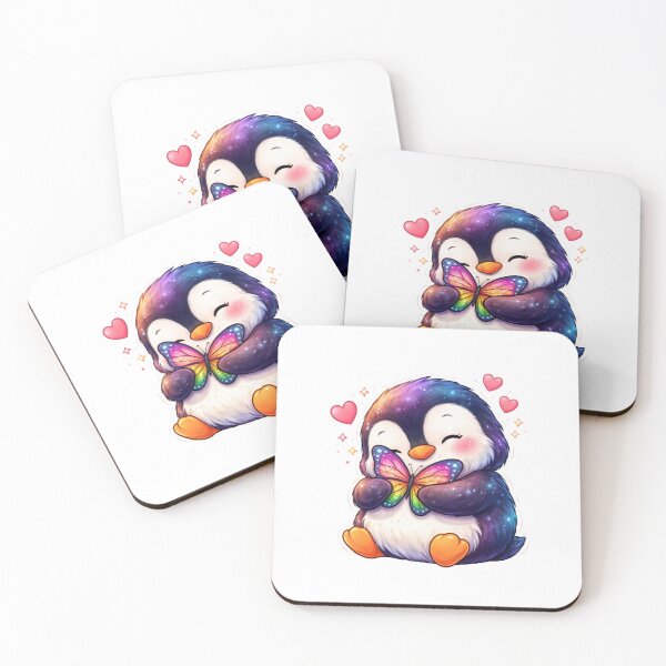 Item preview, Galaxy Penguin with Rainbow Butterfly – Cute Kawaii Aesthetic Design designed and sold by Radha Krishna curated finds.