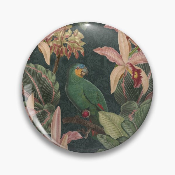 Item preview, Moody Tropical parrot birds jungle foliage designed and sold by Bloomery Decor.
