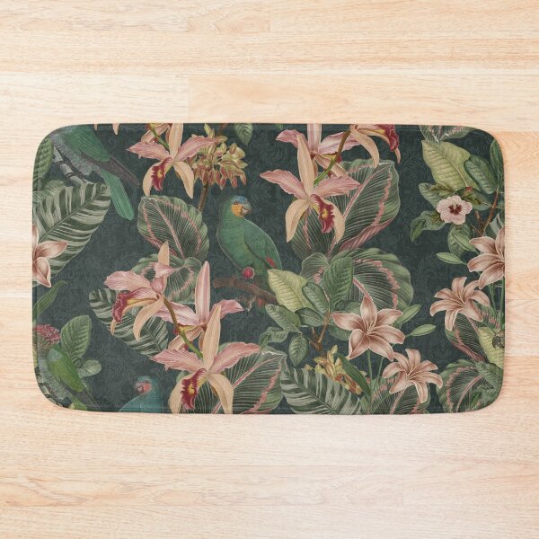 Item preview, Moody Tropical parrot birds jungle foliage designed and sold by Bloomery Decor.