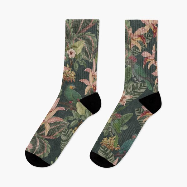 Item preview, Moody Tropical parrot birds jungle foliage designed and sold by Bloomery Decor.