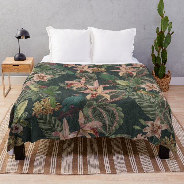 Item preview, Moody Tropical parrot birds jungle foliage designed and sold by Bloomery Decor.