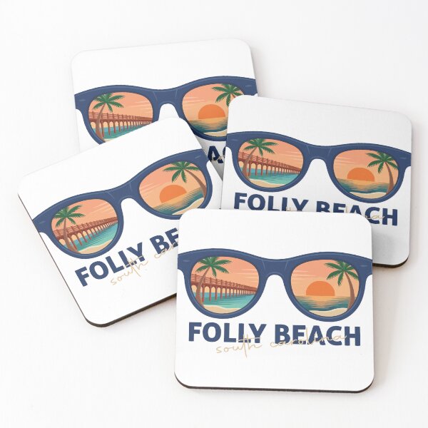 Item preview, Folly Beach South Carolina Sunglasses Sunset Pier Illustration designed and sold by PixelWaveBD.