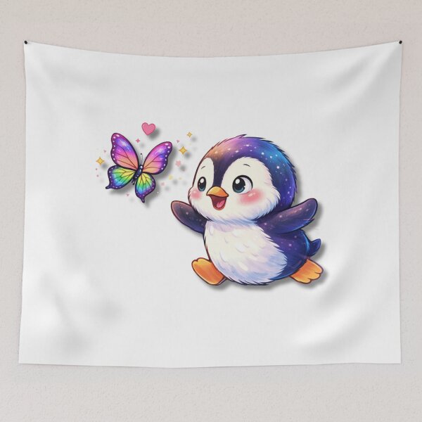 Item preview, Cute Galaxy Penguin Chasing Rainbow Butterfly – Kawaii Aesthetic Design designed and sold by Radha Krishna curated finds.