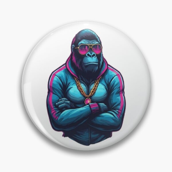 Item preview, Synthwave Gorilla - Isolated Retro Boss designed and sold by RetroRascalStudio.