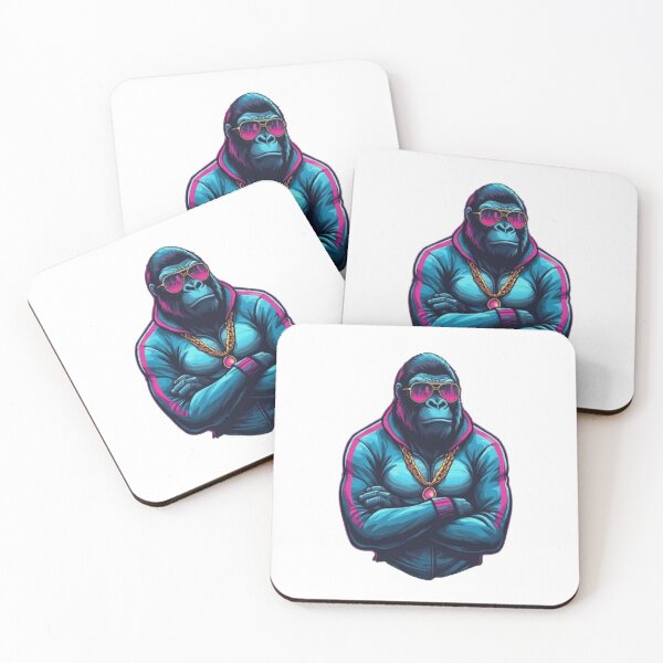 Item preview, Synthwave Gorilla - Isolated Retro Boss designed and sold by RetroRascalStudio.
